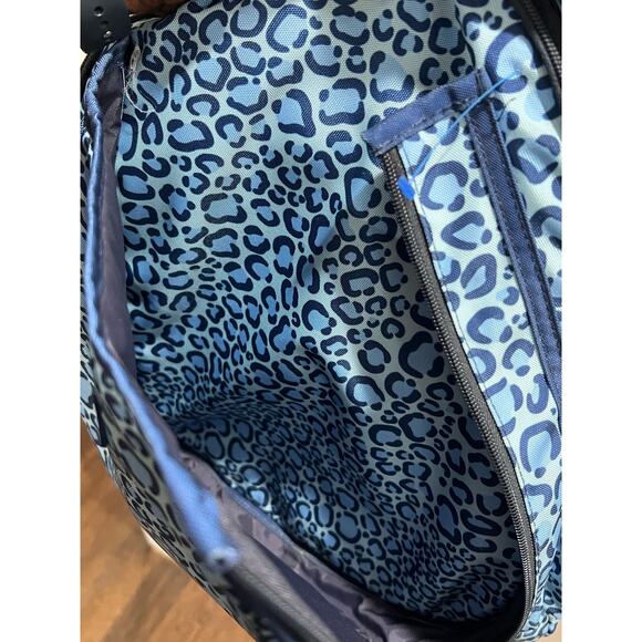 Ame & Lulu Tennis Backpack Blue Leopard Print Racquet Bag Sport Gym Travel - Picture 6 of 9